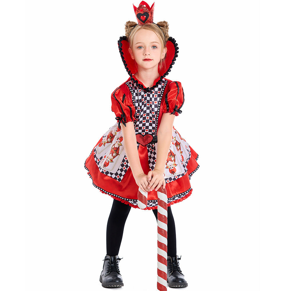 Girls Fairytale Heart Lady Costume with Crown and Tulle Skirt Mune Fashion