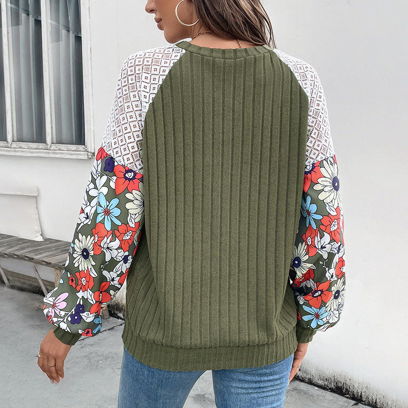 Women’s Fashionable Sweater with Floral Sleeves Mune Fashion