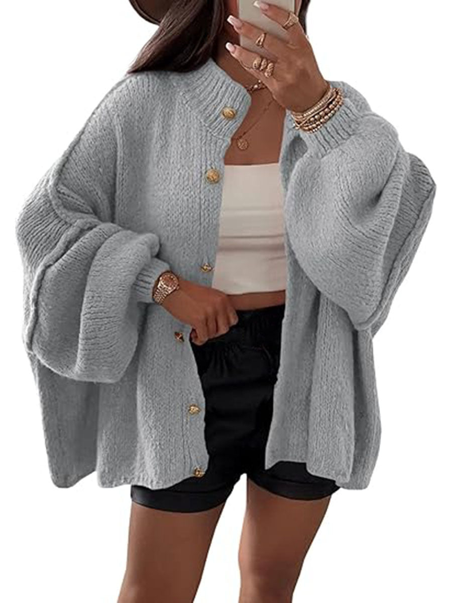 Women's Fluffy Cardigan with Dropped Shoulders Mune