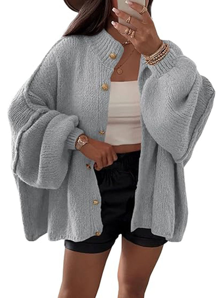 Women's Fluffy Cardigan with Dropped Shoulders Mune