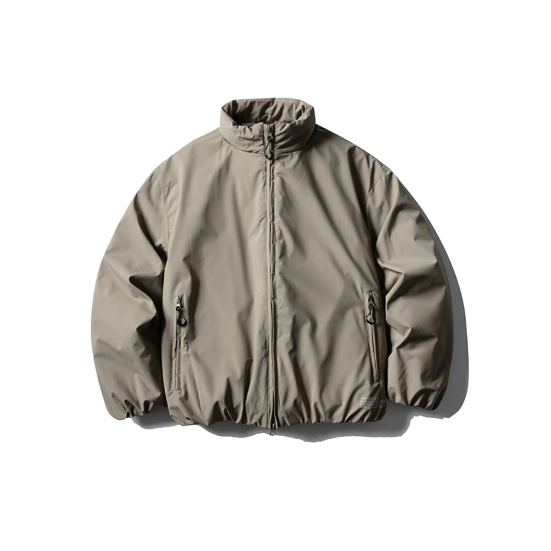 Unisex Short Boxy Thermal Blouson with High Standing Collar, Elastic Hem and Concealed Zipper Mune Fashion