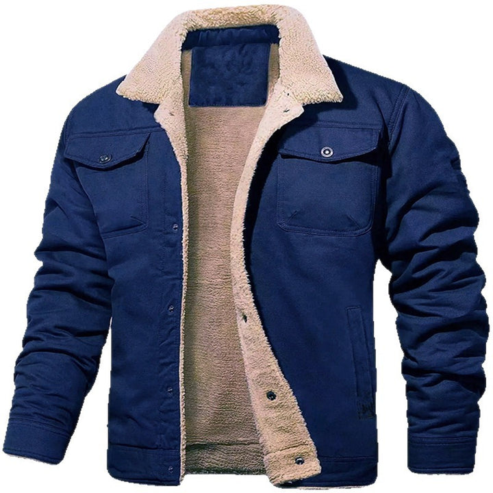 Men's shirt jacket in worker style with Sherpa lining and flap pockets Mune Fashion