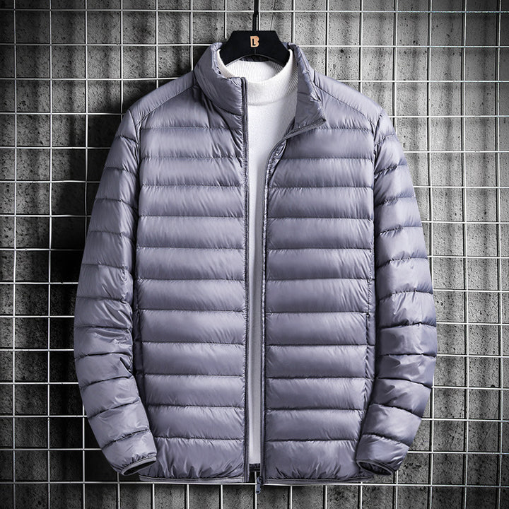 Men's Lightweight Quilted Insulated Padded Jacket with Stand-Up Collar and Pack Function Mune Fashion