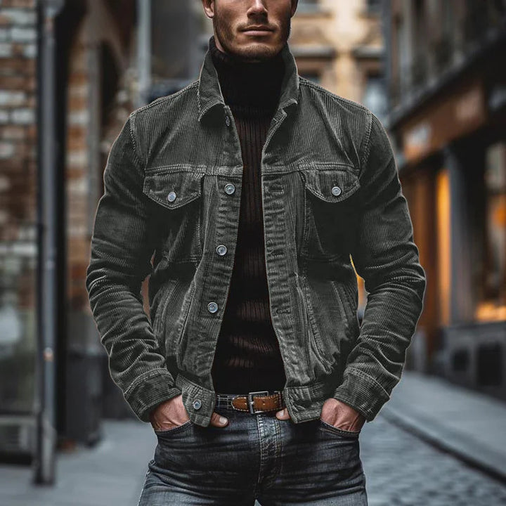 Men's cord jacket with tailored cut and snap button placket Mune Fashion