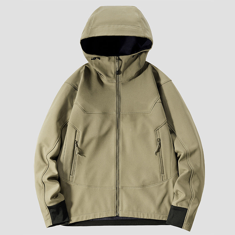 Men's Softshell Outdoor Jacket with windproof, breathable membrane and adjustable hood Mune Fashion