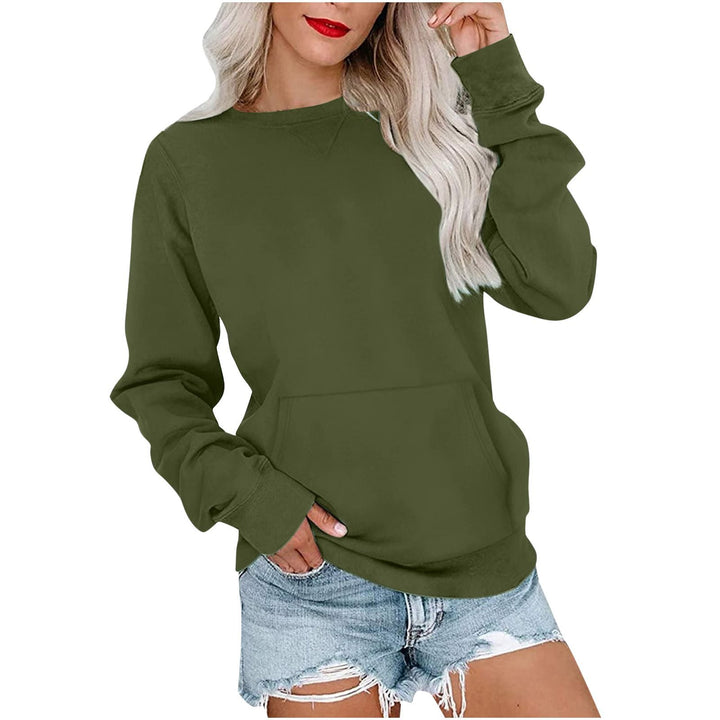 Women's Loose Sweatshirt with Round Neckline and Kangaroo Pocket Mune Fashion