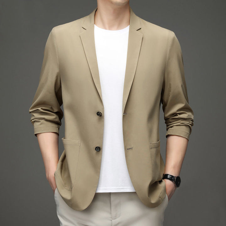 Men's Lightweight Elastic Summer Blazer with Three-Quarter Sleeves and Slim Fit Mune Fashion