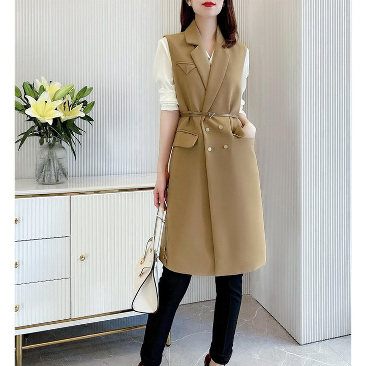 Ladies Elegant Waistcoat with Belt Mune Fashion