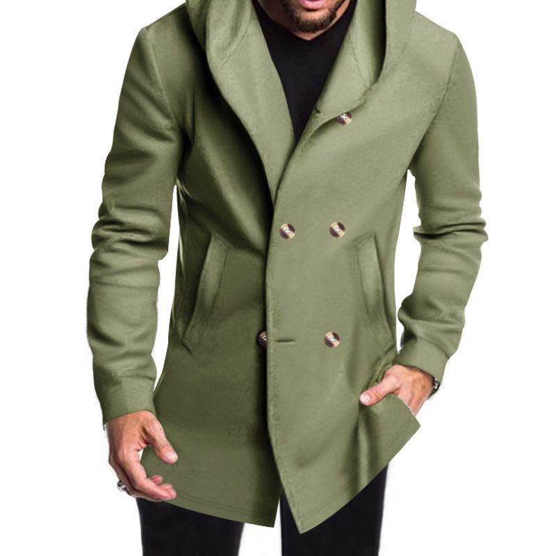 Men's hooded cloak with oversized hood and double-button placket Mune Fashion