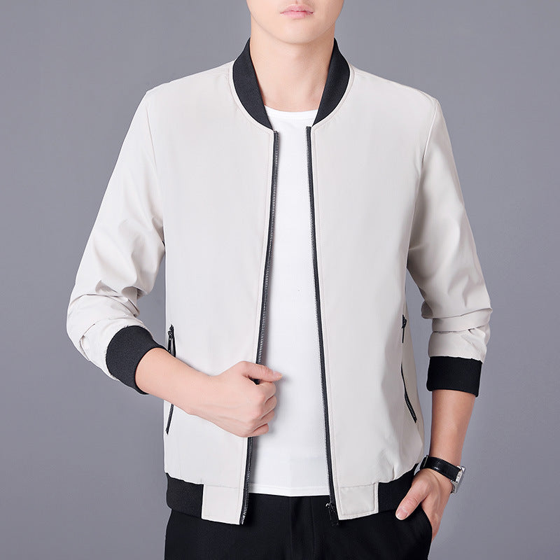 Men's Lightweight Wind and Water-Resistant Bomber Jacket with Ribbed Cuffs Mune Fashion