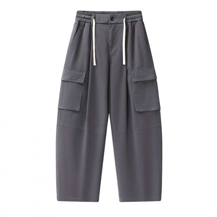 Unisex Baggy Cargo Pants with elastic waistband, drawstring and large flap pockets Mune Fashion
