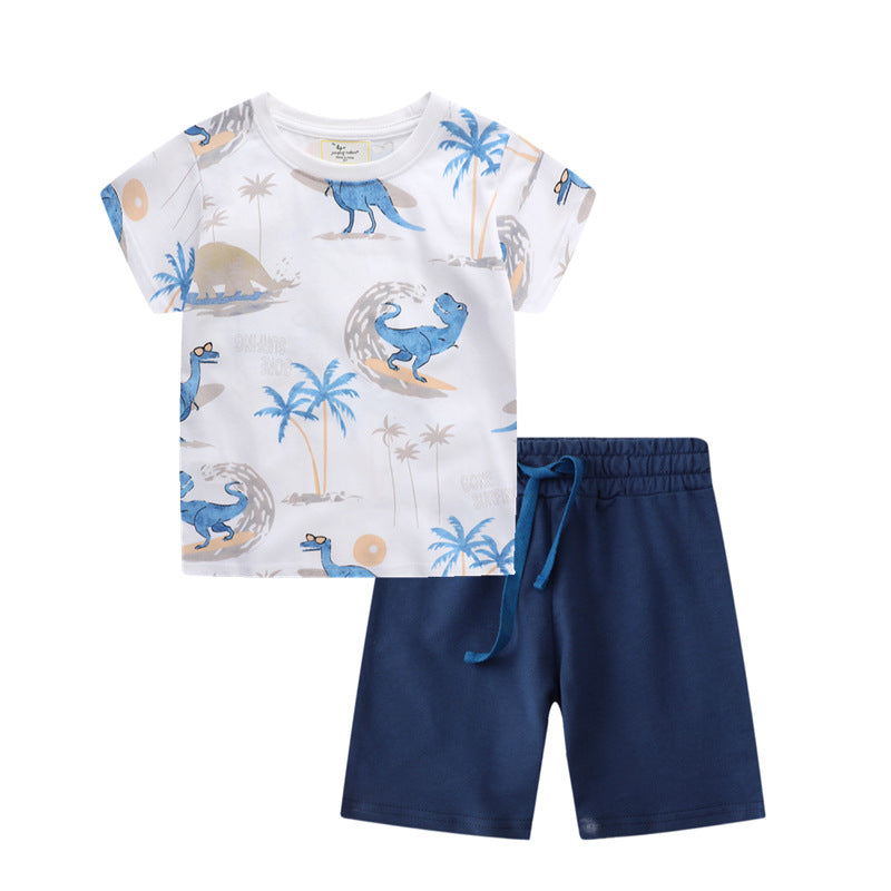 Boys Summer Outfit with Dinosaur Print Mune Fashion