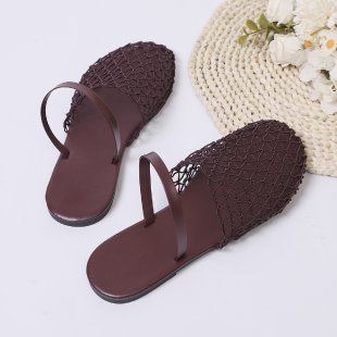 Women woven net mules with slip-on function, open heel and flexible lightweight sole design Mune Fashion