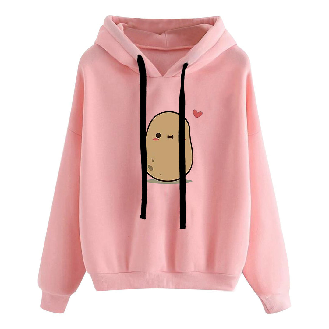 Women's casual oversized hoodie with heart and paw print, drawstring and ribbed cuffs Mune Fashion
