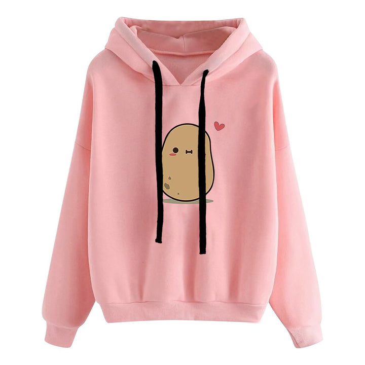 Women's casual oversized hoodie with heart and paw print, drawstring and ribbed cuffs Mune Fashion