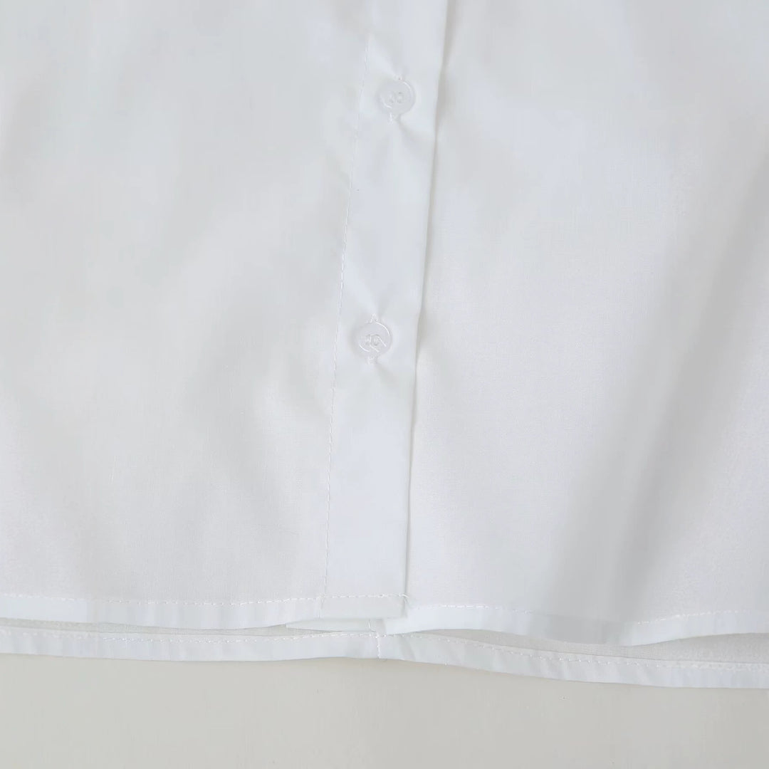 Women's loose-fitting shirt blouse with palm sequins, shirt collar and pearl detail Mune Fashion