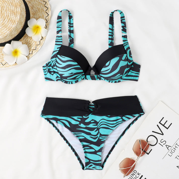 Women's bikini set with modern animal print and shaping push-up top Mune Fashion
