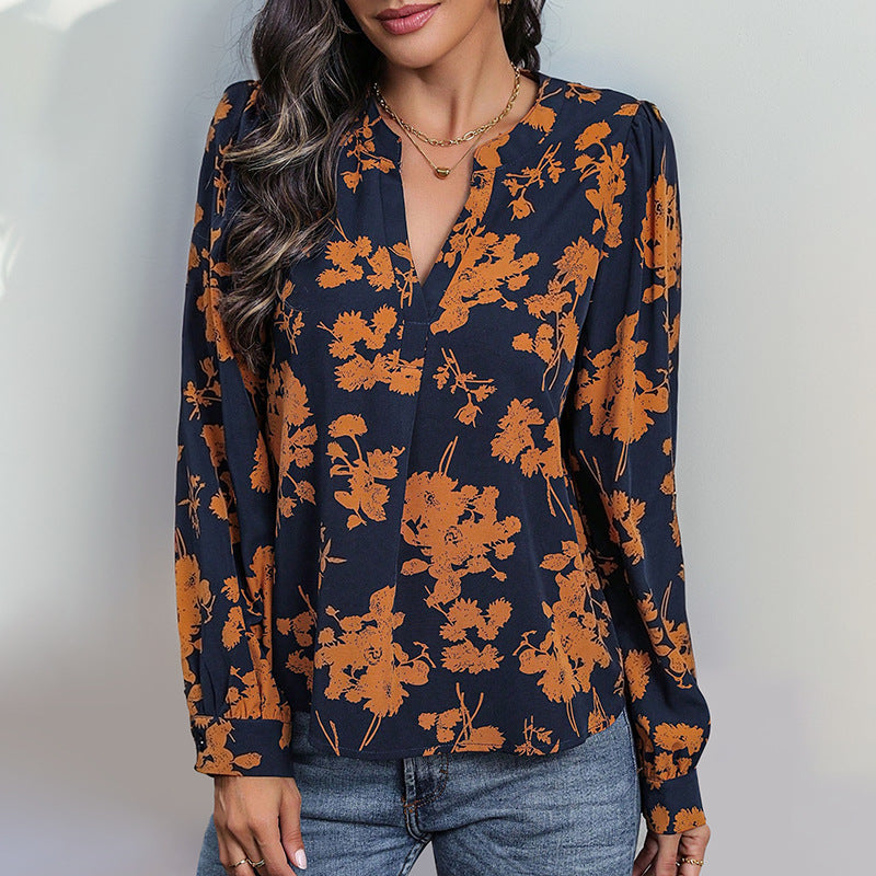 Women Elegant Blouse with Floral Patterns Mune Fashion