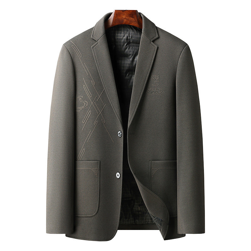 Men's Half-lined Blazer with Embroidered Graphics and Welt Pockets Mune Fashion