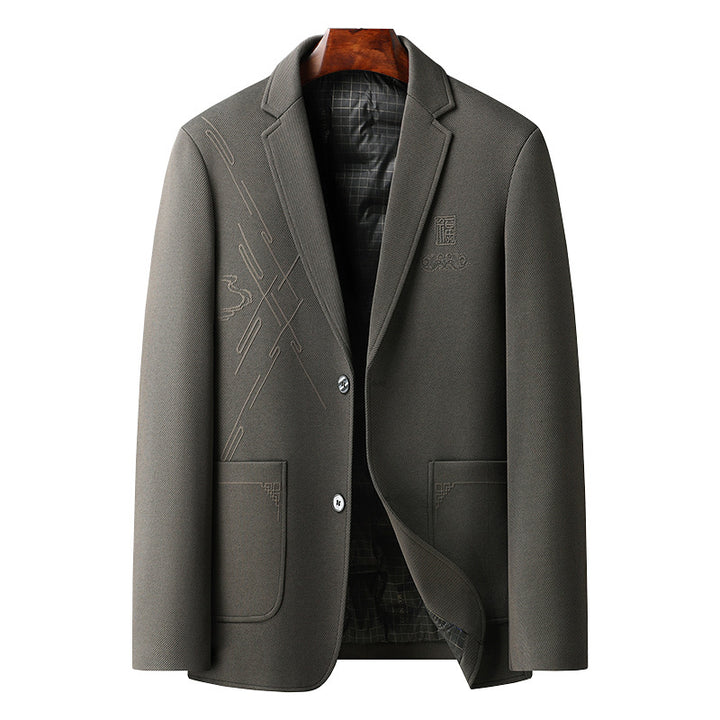 Men's Half-lined Blazer with Embroidered Graphics and Welt Pockets Mune Fashion