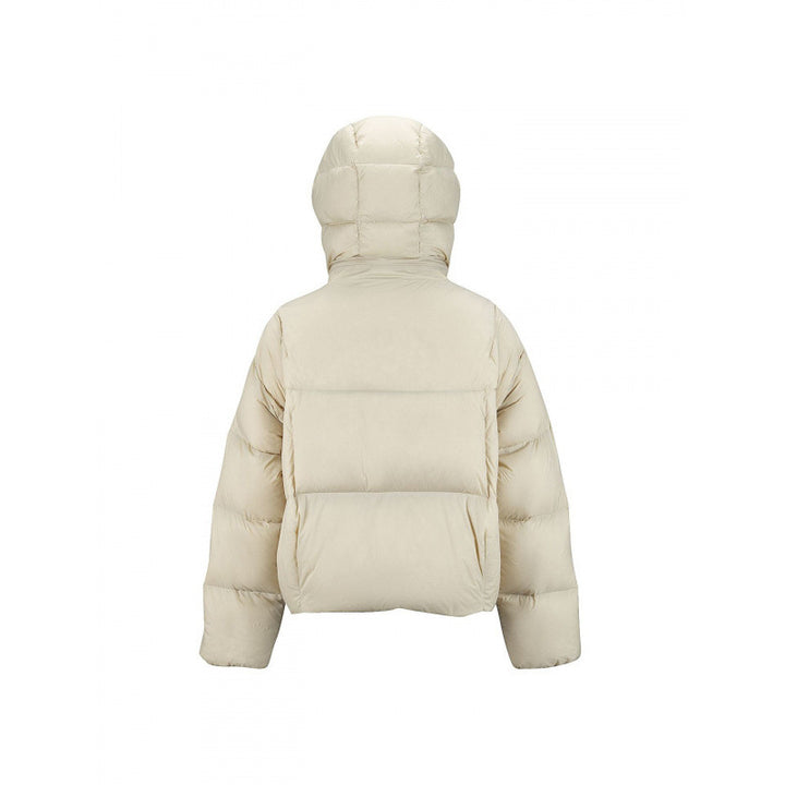 Women's Short Padded Crop Quilted Jacket with Volume Hood and Concealed Snap Placket Mune Fashion