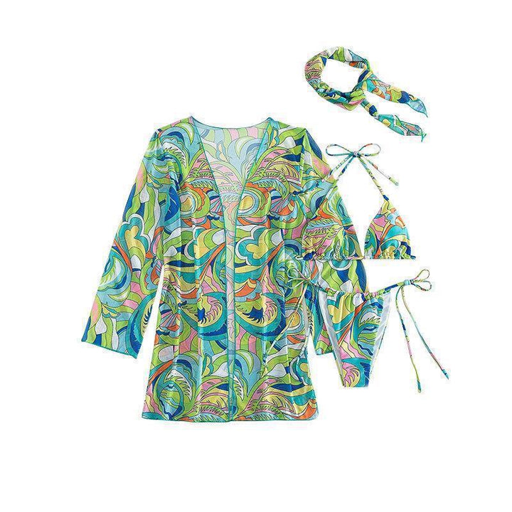 Women's Colorful Bikini Set with Stylish Cover-Up Mune Fashion