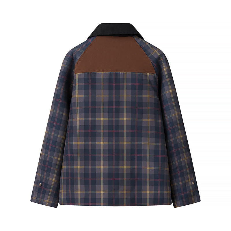 Women's Oversize Check Field Jacket with Wax Finish and Double Closure Mune Fashion