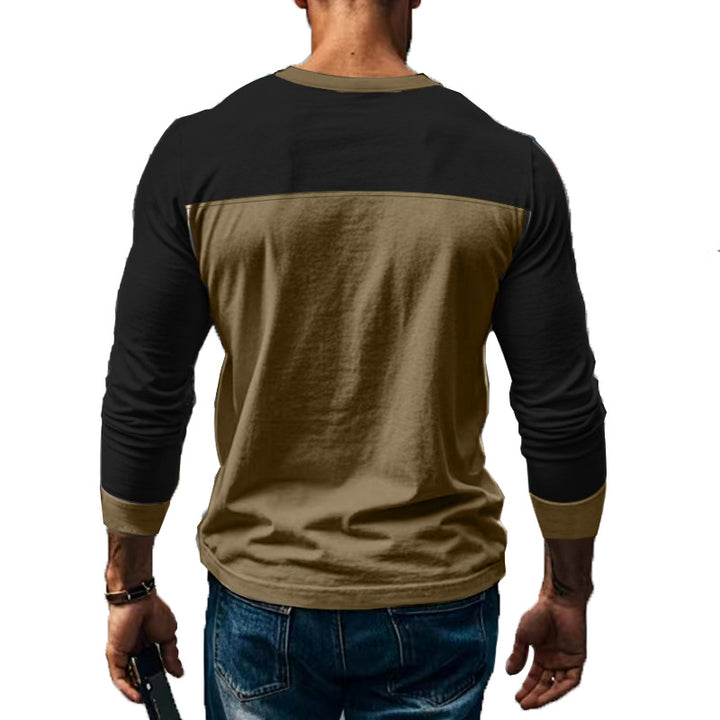 Men's functional Henley long-sleeve shirt with raglan sleeves, reinforced button placket, and tailored fit Mune Fashion