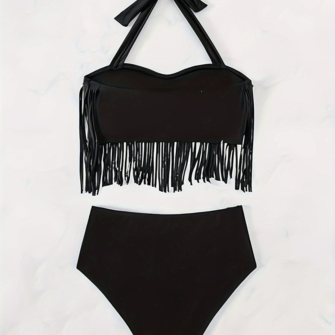 Women's bikini set with fringed top and high-waisted bottom Mune Fashion