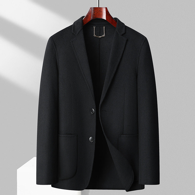 Men's Single-Breasted Wool Blend Jacket with Patch Pockets and Light Thermal Lining Mune Fashion