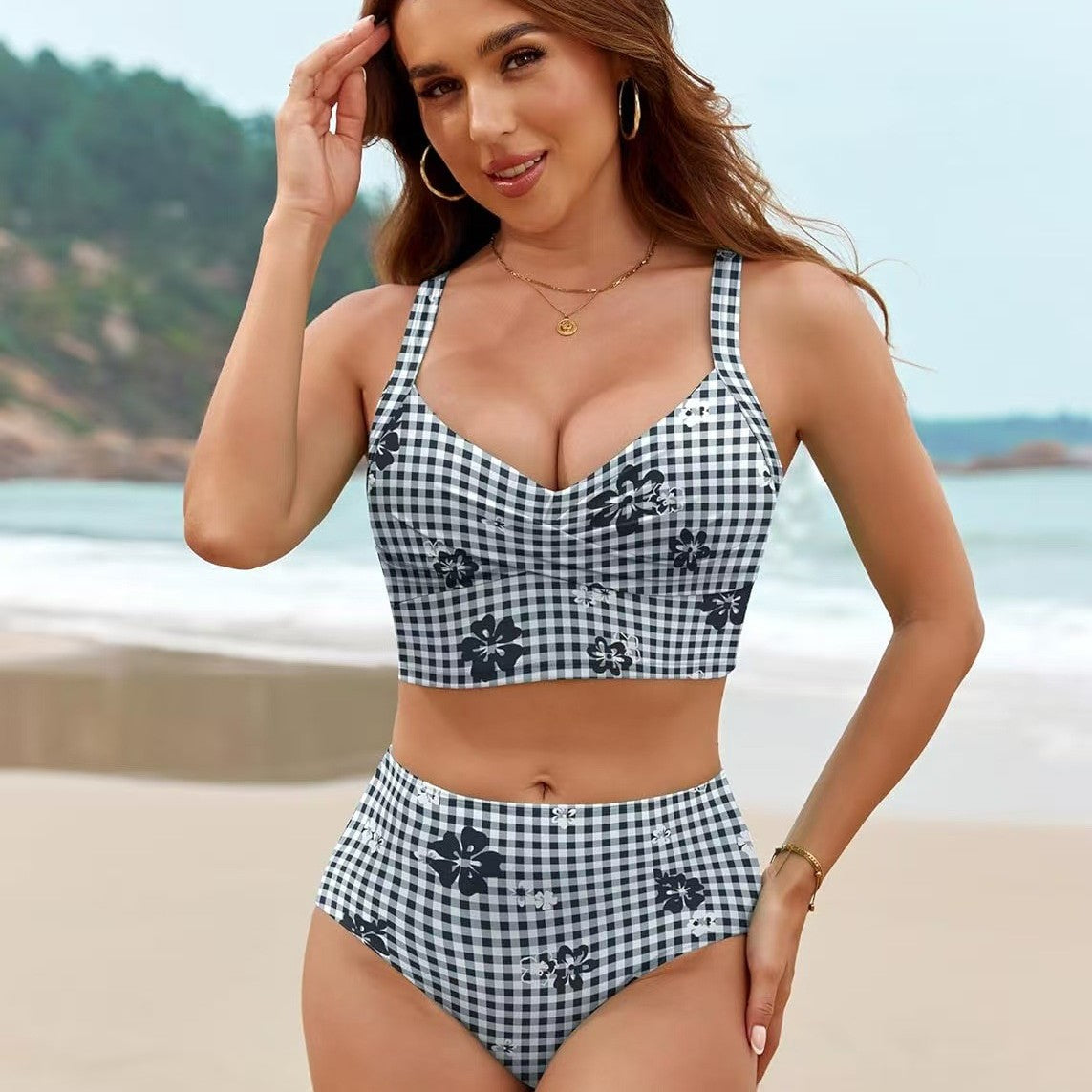 Women's Bikini Set with High Waist and Decorative Knot Design Mune Fashion