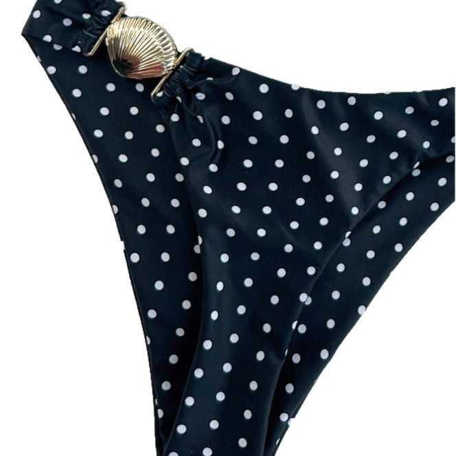 Women's bikini with fashionable polka dot pattern and golden detail Mune Fashion