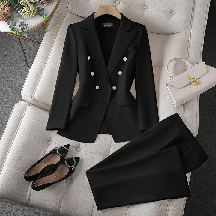 Women Elegant Double-Breasted Blazer Set Mune Fashion