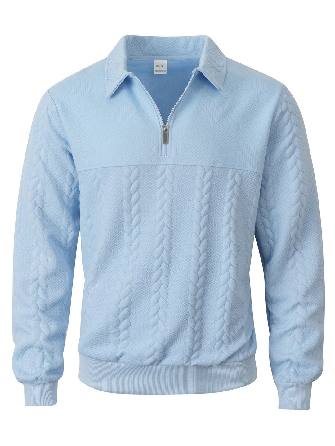 Men's Structured Sweater with Cable Pattern and Short Zip Mune Fashion