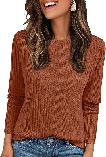 Women's Ribbed Fine Knit Long Sleeve with Round Neck and Relaxed Fit Mune Fashion