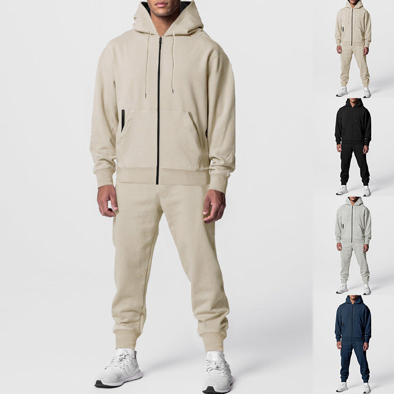 Men's Complete Sweatset with Zipper Hoodie and Tapered Jogging Pants Mune Fashion