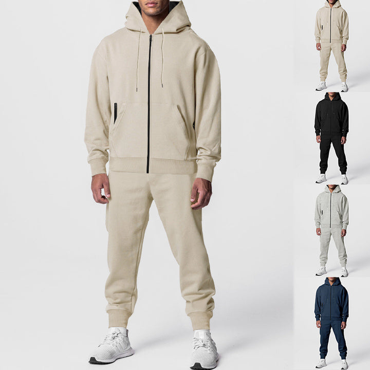 Men's Complete Sweatset with Zipper Hoodie and Tapered Jogging Pants Mune Fashion