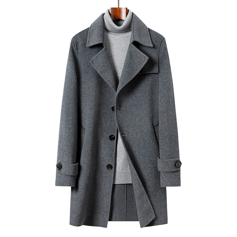 Men's Classic Tailored Wool Blend Coat Drune