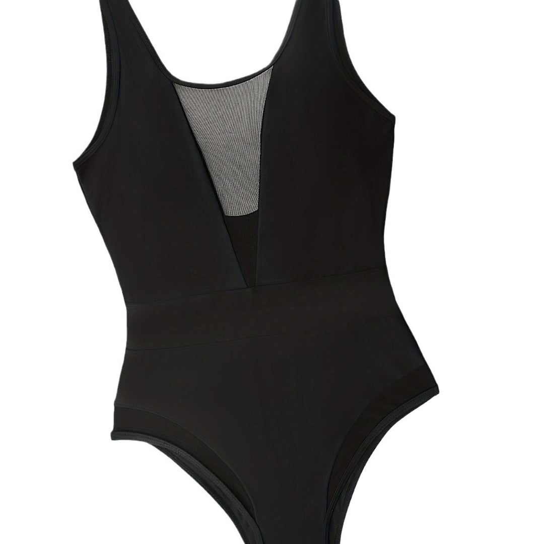 Women High-neck Monokini with Transparent Mesh Details Mune Fashion
