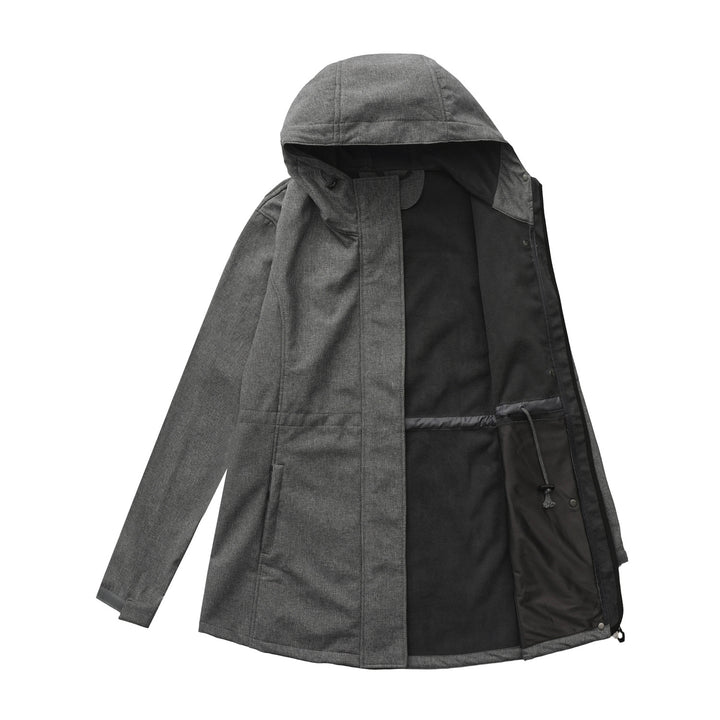 Women's nan functional softshell parka with teddy fleece lining, hood, and waist drawstring Mune Fashion