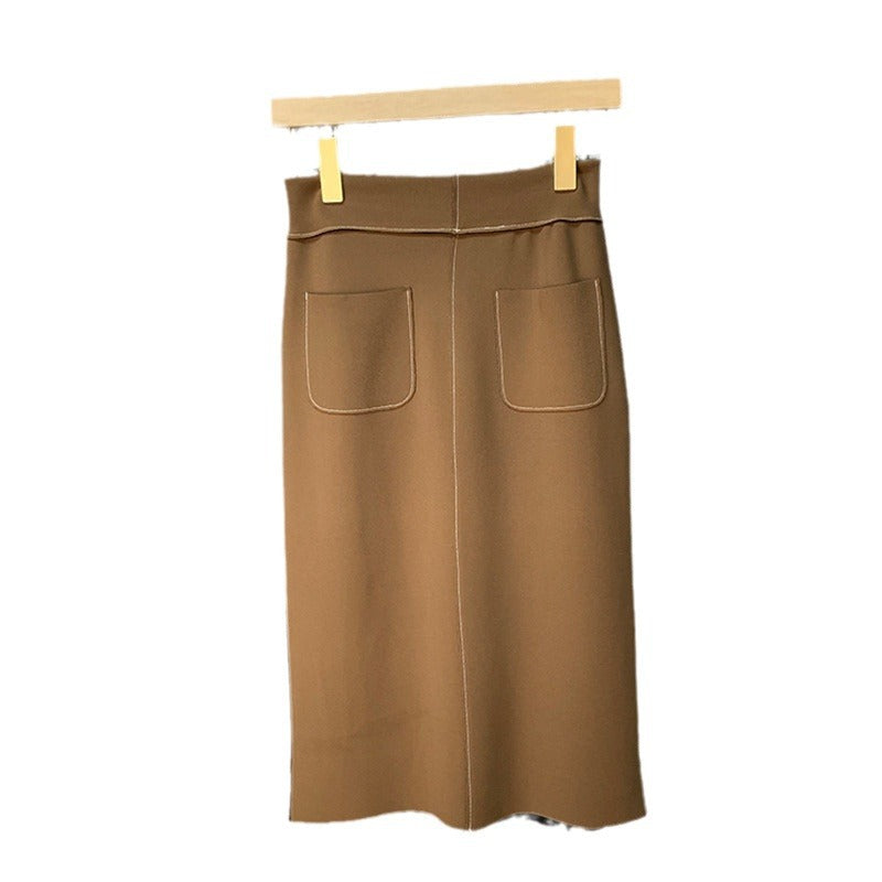 Women Elegant Midi Skirt with Slits Mune Fashion