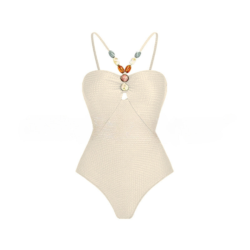 Women's One-Piece Swimsuit with Fashionable Jewelry Details Mune Fashion