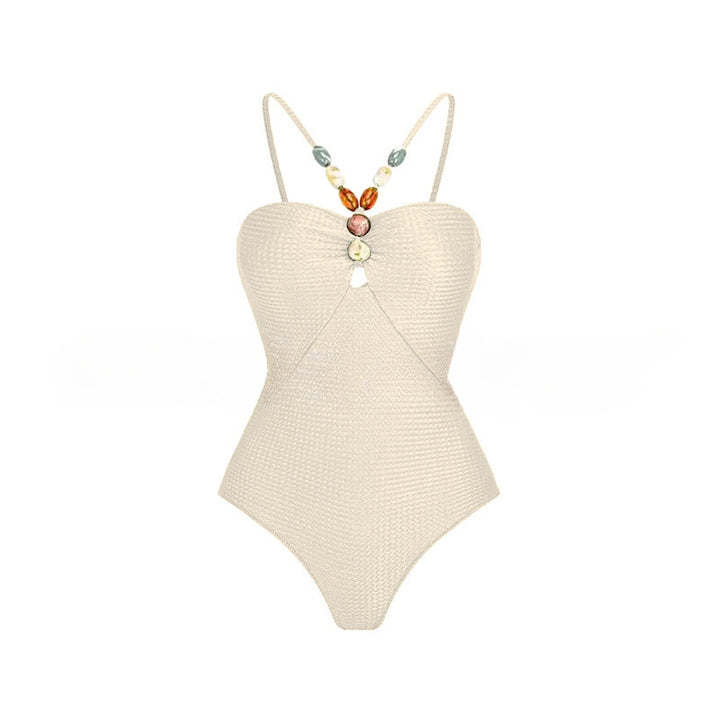 Women's One-Piece Swimsuit with Fashionable Jewelry Details Mune Fashion