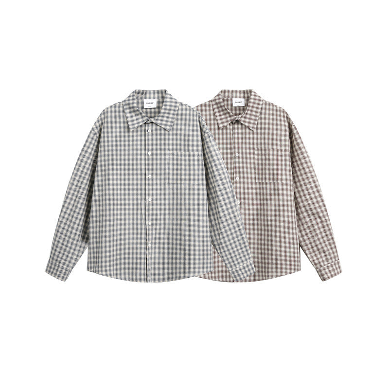 Unisex Checkered Relaxed Button Shirt made of Brushed Cotton with Chest Pocket Mune Fashion