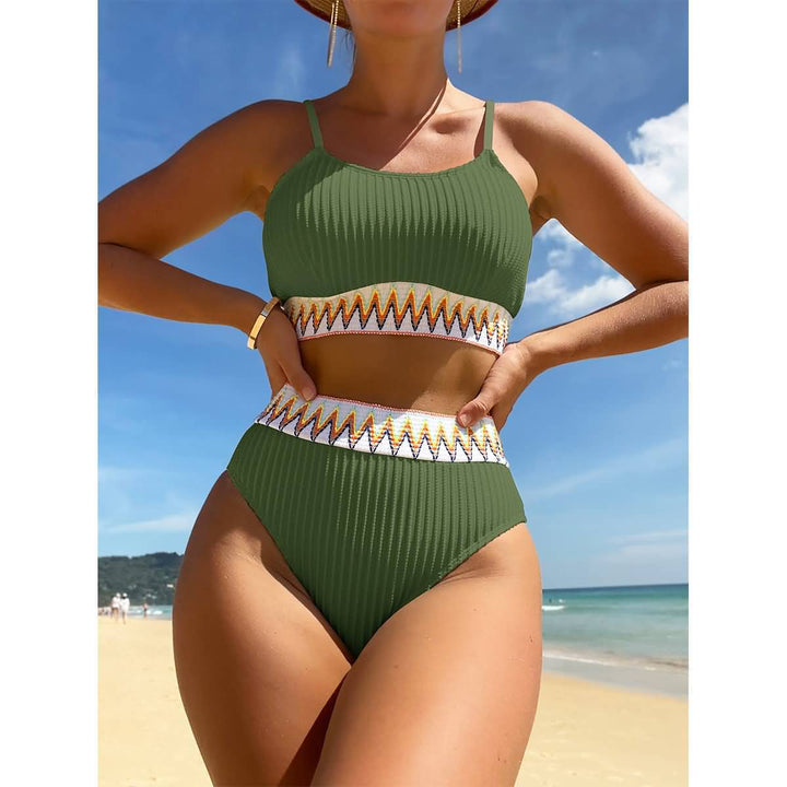 Women Multicolored Patterned High-Waist Bikini Mune Fashion