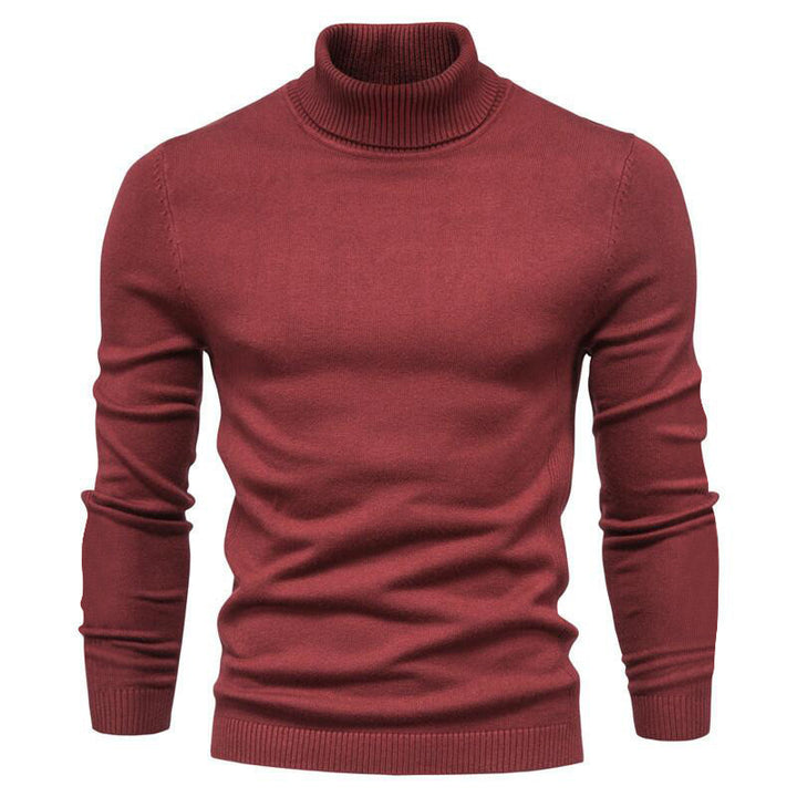 Men's narrow-cut turtleneck sweater made of merino cotton blend with high collar Mune Fashion