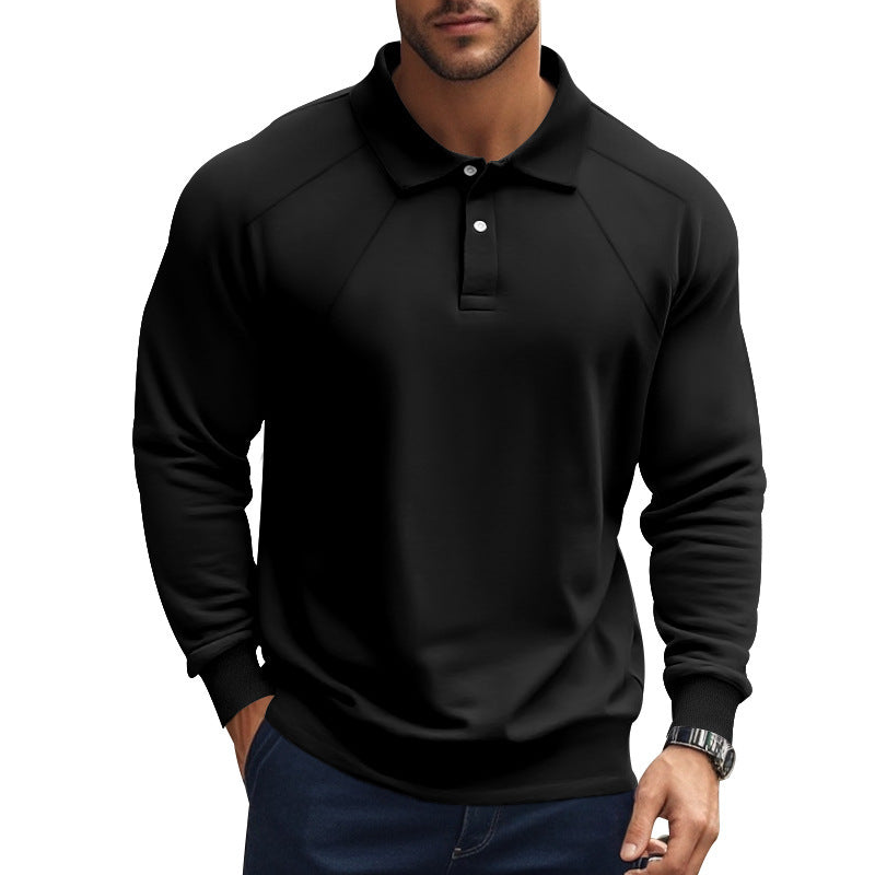 Men's long-sleeved polo shirt with raglan sleeves, short button placket and ribbed cuffs Mune Fashion
