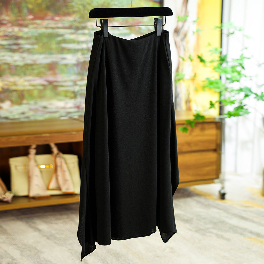Ladies Flowing Maxi Skirt with Asymmetric Hem Mune Fashion