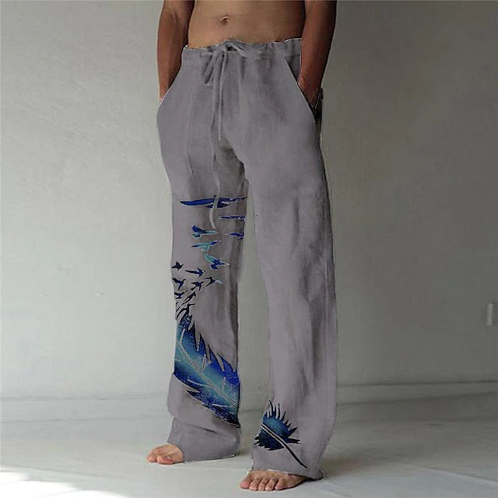 Women's Comfortable Summer Pants with Unique Feather Design Mune Fashion