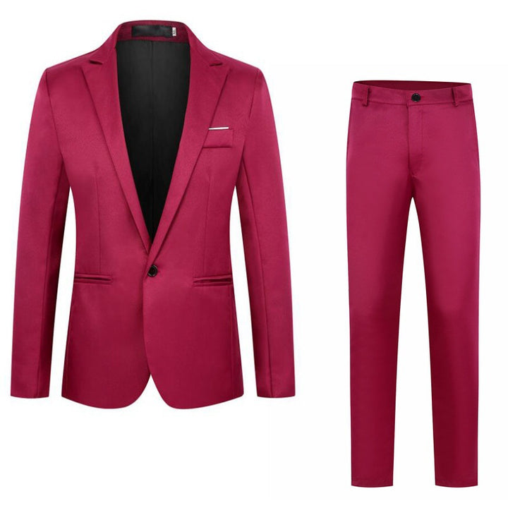 Men's tailored suit set made of fine satin with a slim silhouette and single-button blazer Mune Fashion